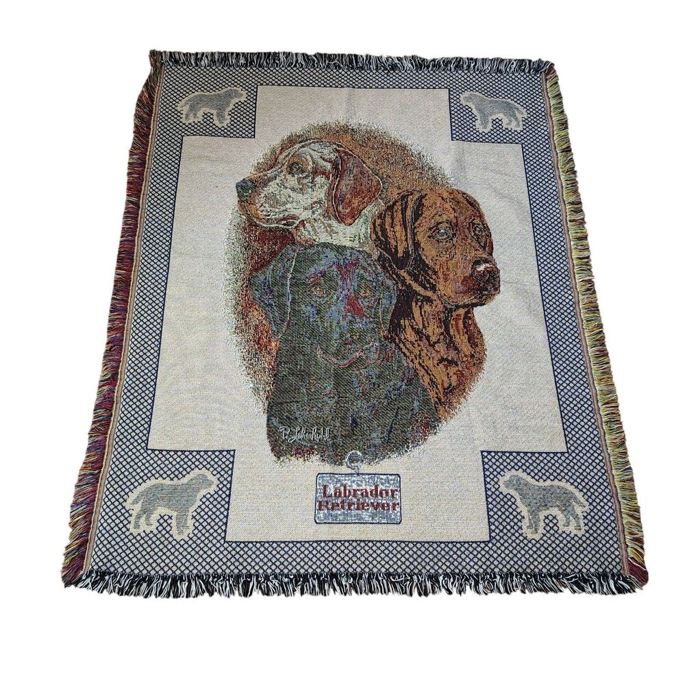 Labrador Retriever Dog Throw Blanket Woven Tapestry Style Cabin Lodge Hunting